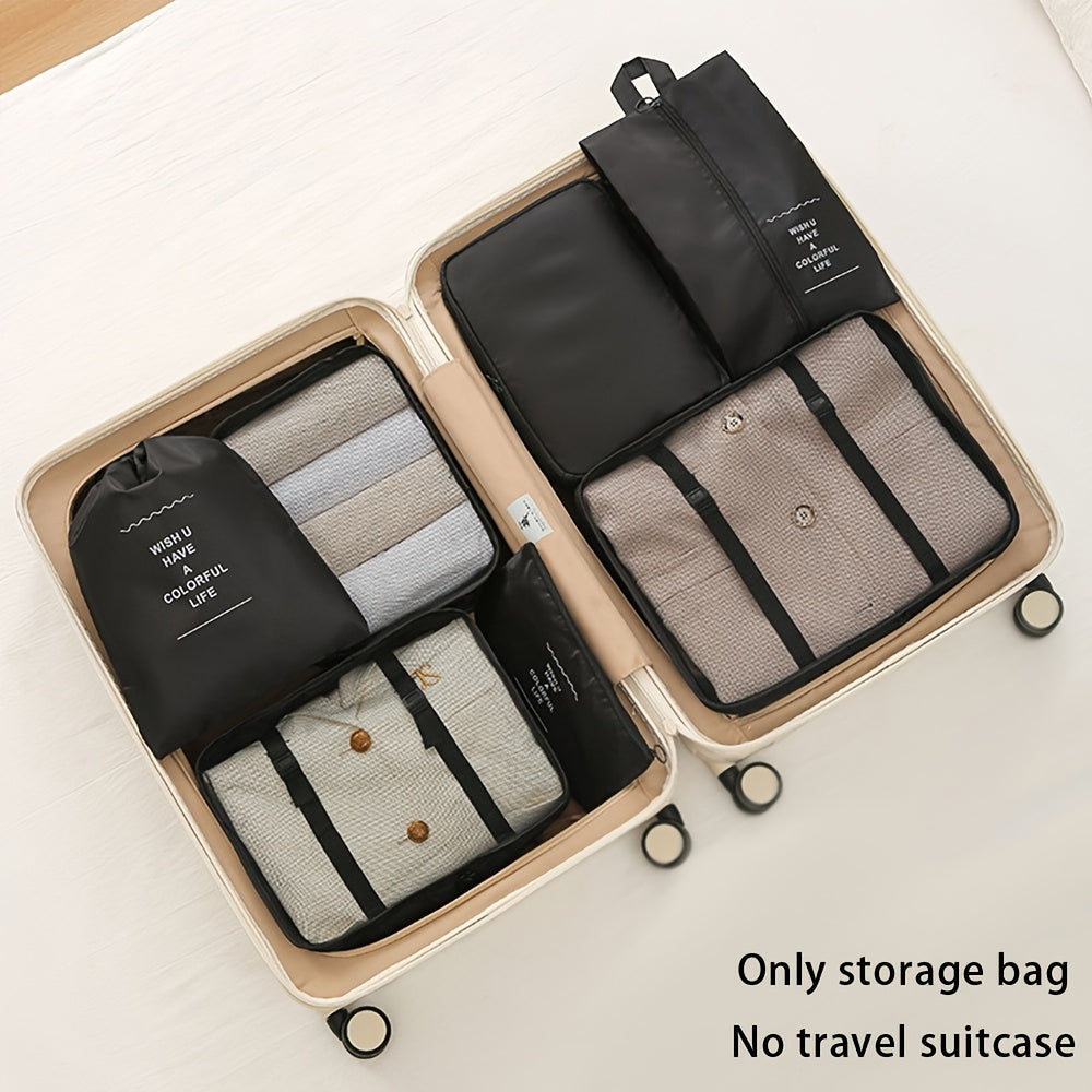 Juego de bolsas organizadoras de viaje impermeables con siete piezas para ropa, zapatos y calcetines