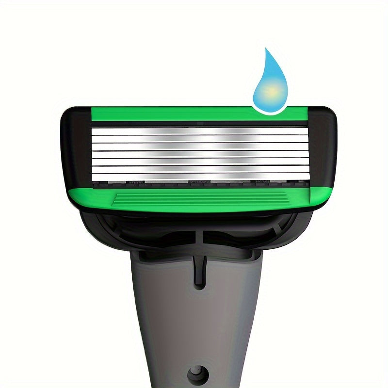 7-Blade Silicone Handle Razor with Stainless Steel Chrome Blades for Shaving Kit