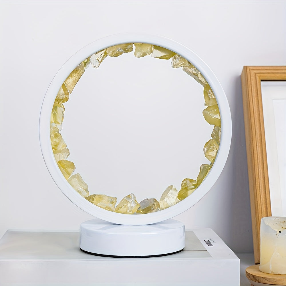 Rechargeable LED Lamp with Amethyst Quartz Cluster for Bedroom and Desk Decor