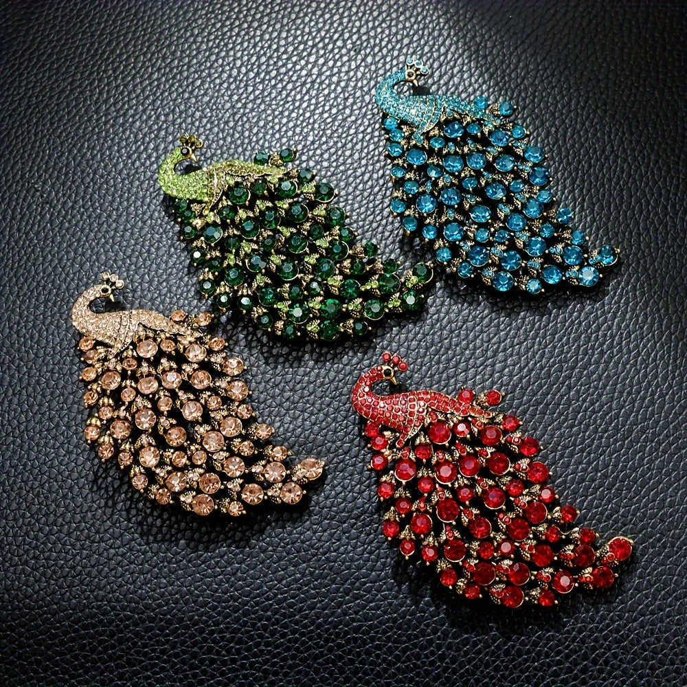 Men's Vintage Peacock Brooch Rhinestones Zinc Alloy Jewelry
