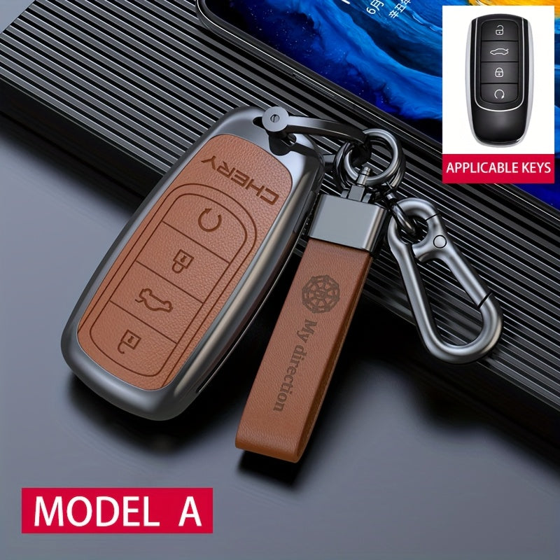 Stylish Car Key Case For SUV Remote Keychain Durable Leather Black