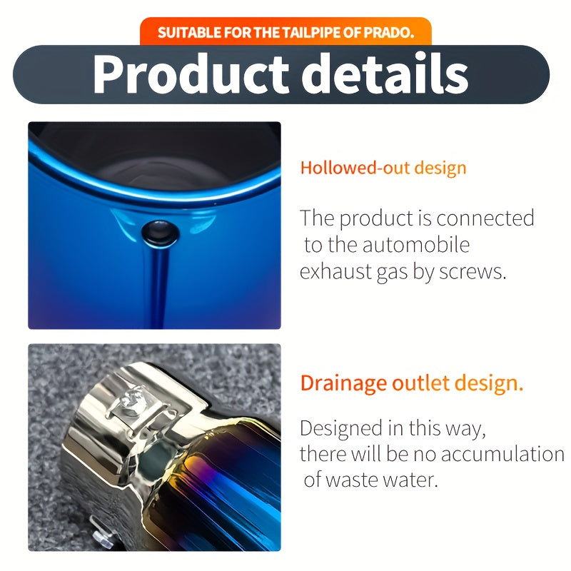 Stainless Steel Car Exhaust Pipe Universal Fit for 6.8-7.3cm Tailpipe
