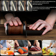 Diamond Roll 4-Sided Knife Sharpener with Wooden Handles for Precision Cutting