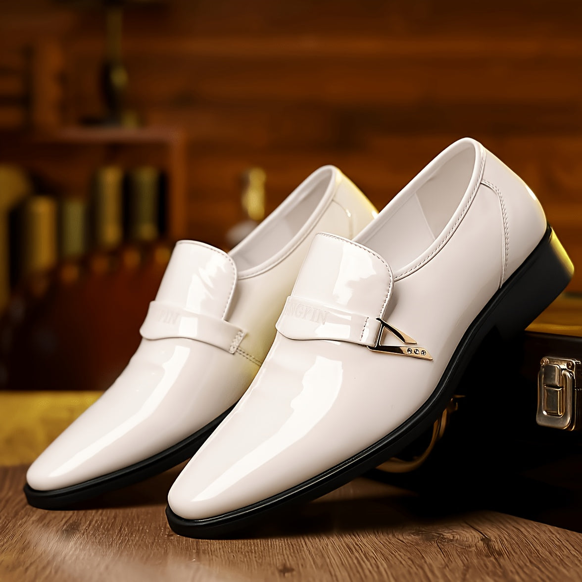 Men's Non-Slip PU Dress Shoes for Casual All-Season with Pointed Toe