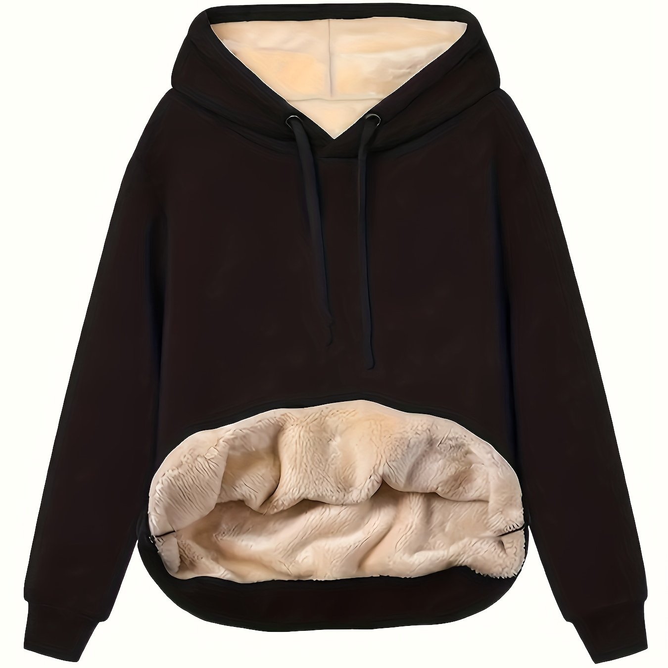 Women's Solid Color Hoodie Long Sleeve Drawstring Polyester Casual Fall Winter