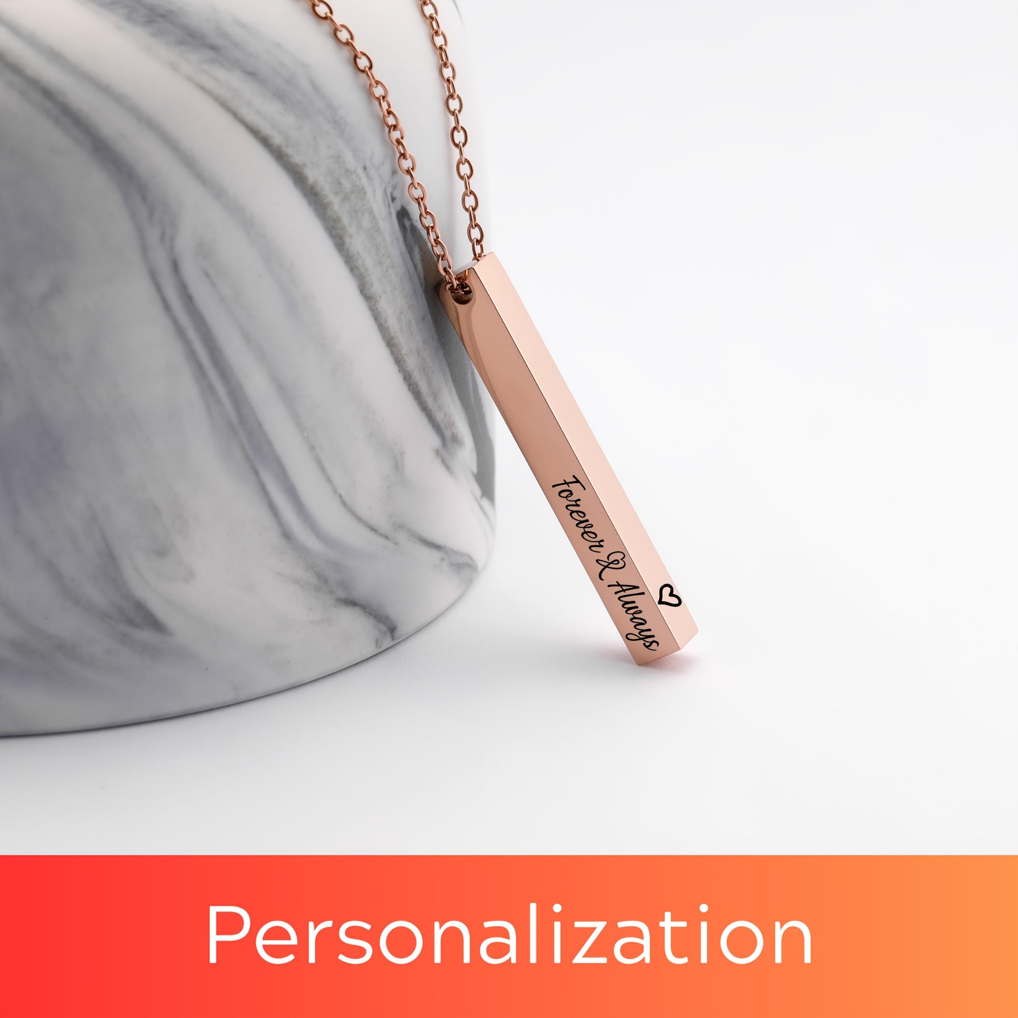 Women's Vertical Bar Necklace Personalized Engraved Gold Silver Rose Gold Jewelry