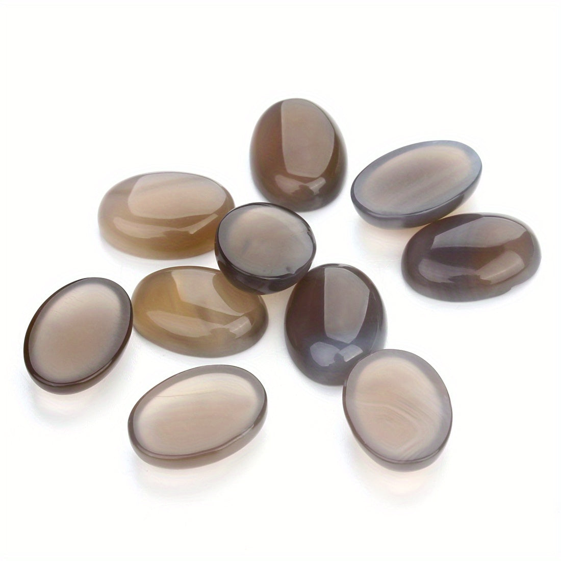 Set of 10 Natural Oval Agate Flatback Gemstone Cabochons 10x14mm 18x13mm for Jewelry Making