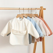 Babero de alimentación impermeable de PU de manga larga para bebés, regalo para niños desordenados