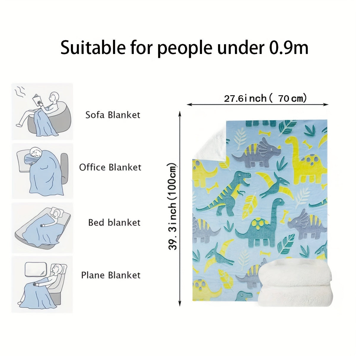 Kids Boys Fleece Throw Blanket with Glow-in-the-Dark Dinosaur Design for Birthday Gift