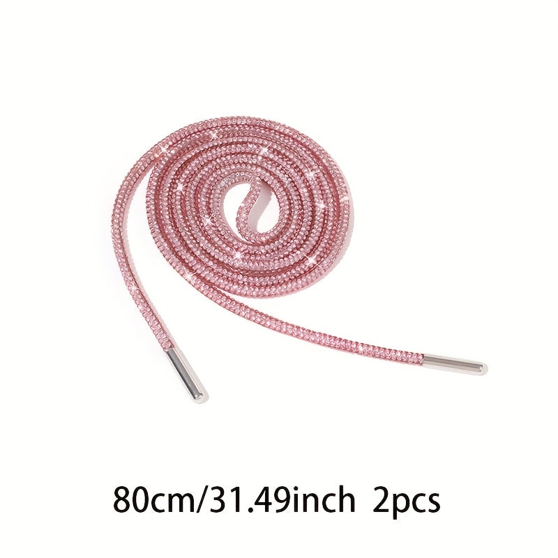 Unisex Rhinestone Shoelaces Solid Color Twist Ribbon DIY Shoe Accessories