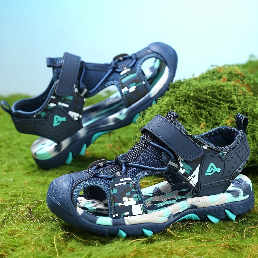 Boys' Casual Sports Sandals Low Top Round Toe Elastic Fastener TPR Sole