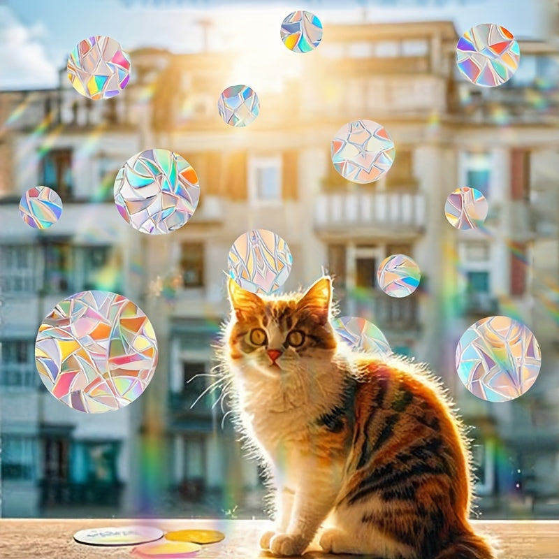 Rainbow Sun Catcher Window Film Set of Round Static Cling Decals 16mil Thickness
