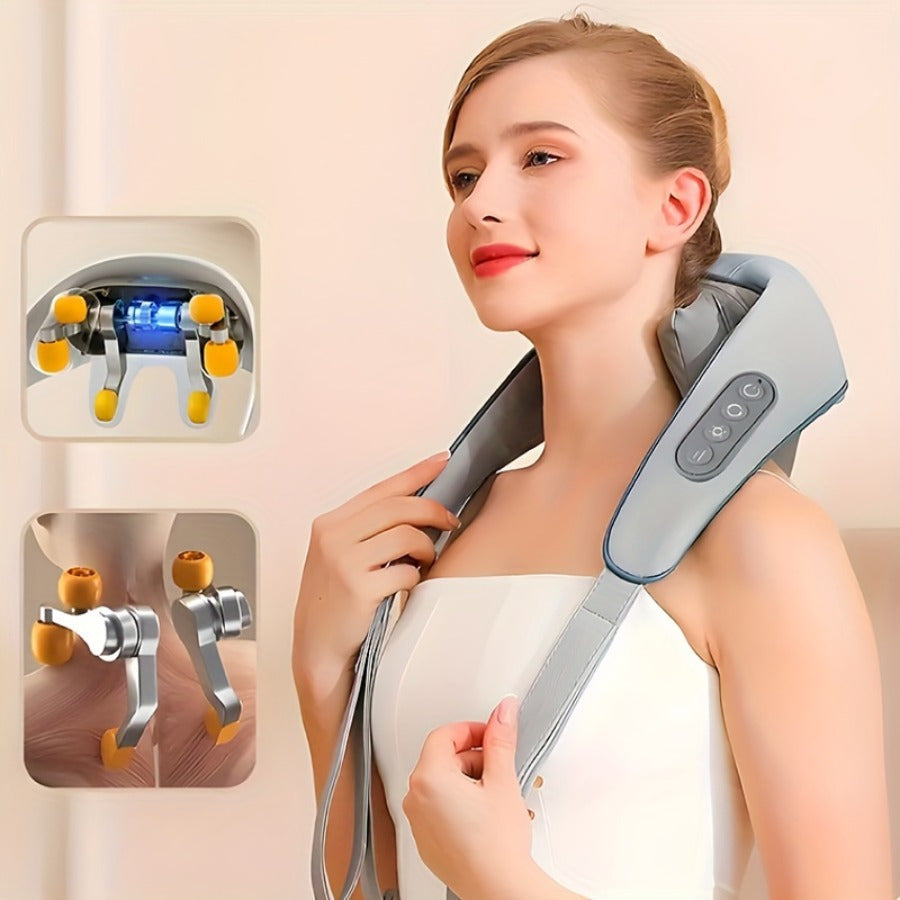 Electric Neck Massager with Cushion Pillow Full Body Relaxation USB Rechargeable