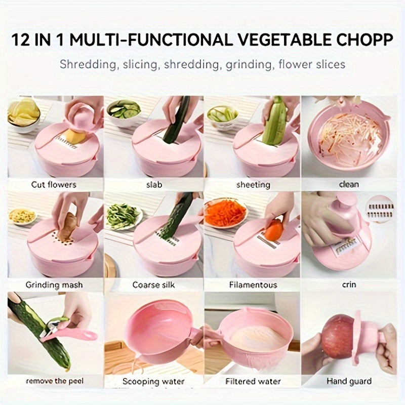 Multi-Functional Vegetable Chopper 12 Functions Slicing Dicing Grating Kitchen Tool
