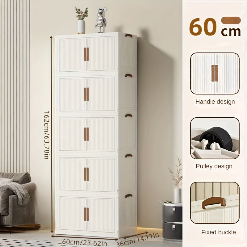 Foldable Plastic Storage Bin with 4/5 Tiers Large Capacity for Clothes Toys Books