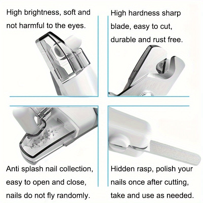 LED Pet Nail Clippers with USB Charging and File for Dogs and Cats