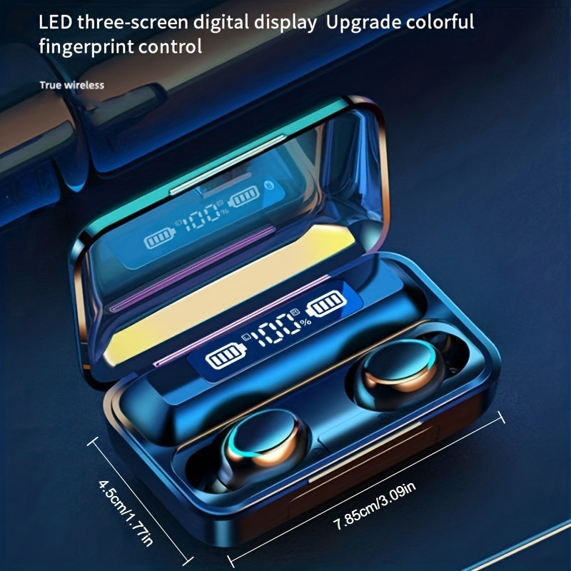 Simsiz TWS quloqchinlar, HiFi ovoz, mikrofon, shovqinni bekor qilish, teginish nazorati, LED zaryad qutisi, qayta zaryadlanadigan batareya va o'yin imkoniyati bilan. Tangle-free kabel kiritilmagan.