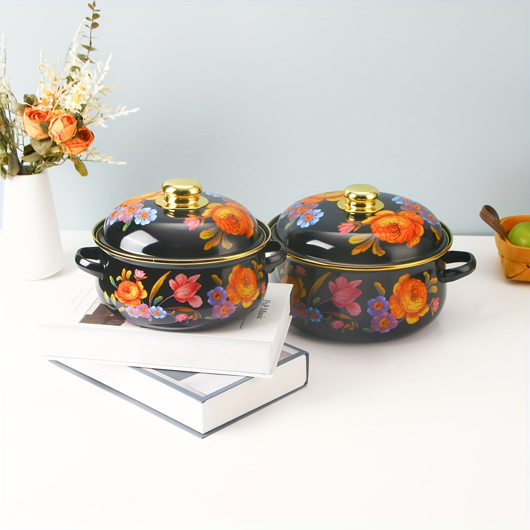 Olla de esmalte multiusos, gran capacidad, adecuada para cocinas de gas y eléctricas