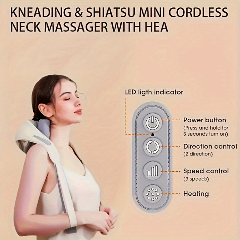 6D Deep Kneading Heating Massage Device for Neck Back Shoulders and Waist