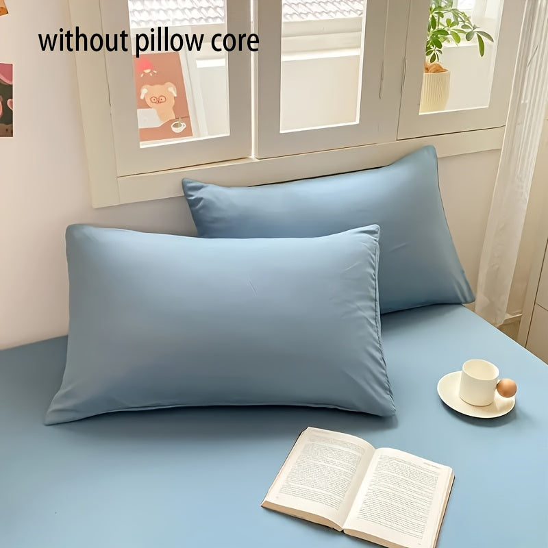 Set of 2 Rectangular Fleece Pillowcases Ultra Soft Breathable Machine Washable