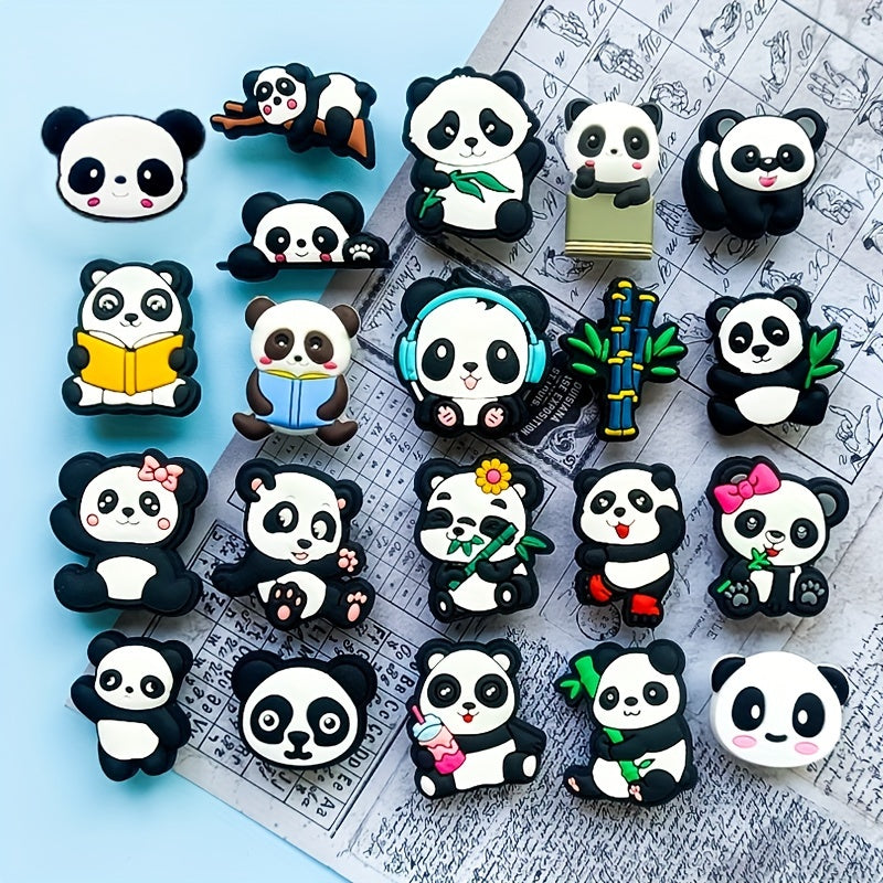 Kids Cartoon Shoe Charms 21Pcs Panda Decor for Clogs Sandals Accessories