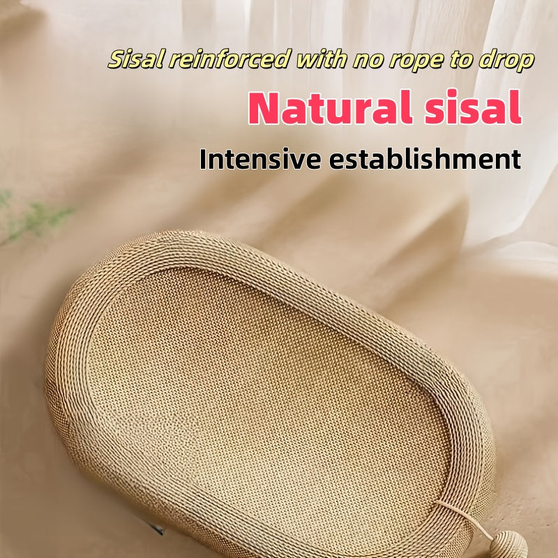 Durable Oval Cat Scratching Post with Sisal Rope Enclosed Design for Healthy Scratching