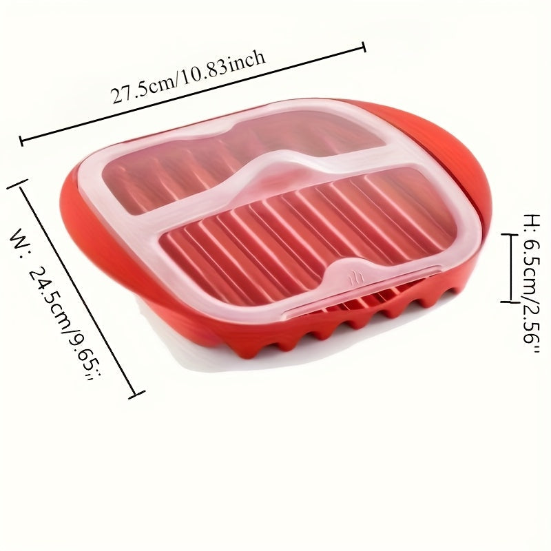 Silicone Microwave Bacon Cooker with Lid 27.4cm No Power Needed Kitchen Tool