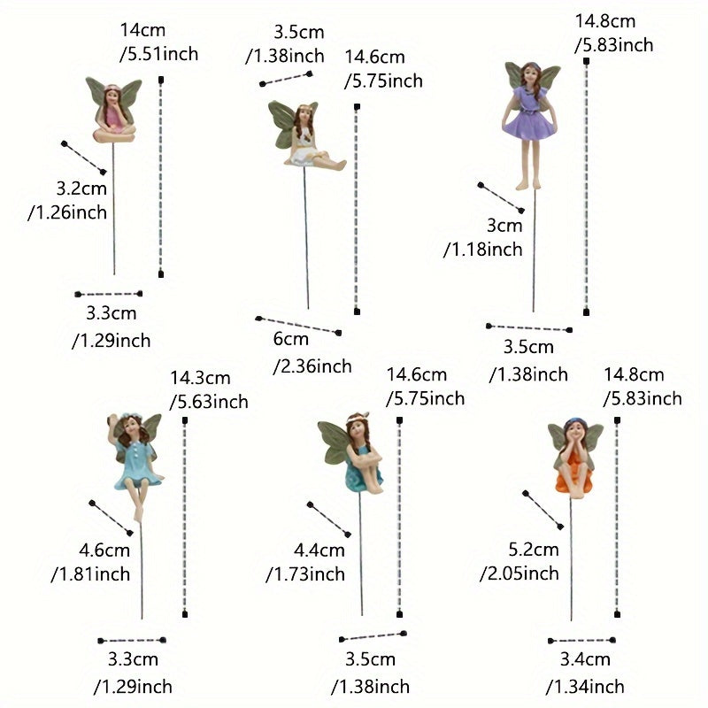 6 Resin Fairy Garden Statues Outdoor No Power Needed