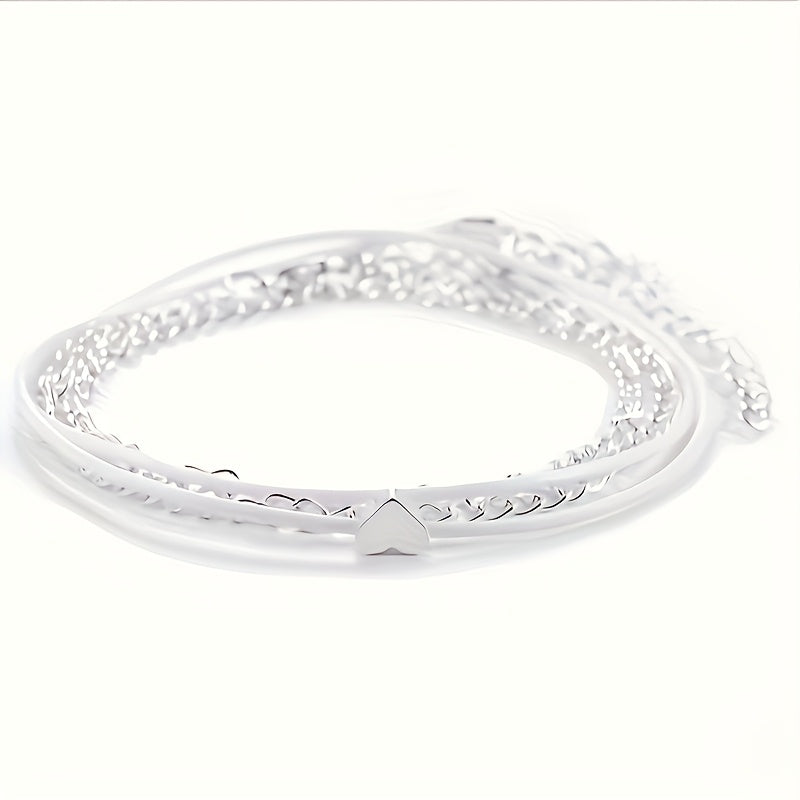 Silvery Heart Anklet for Women Boho-Chic Beach and Everyday Jewelry