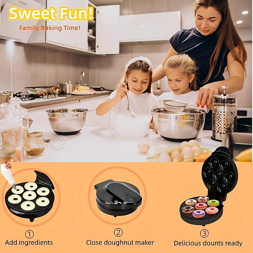 Mini máquina para hacer donas superficie antiadherente eléctrica 7 donas desayunos snacks postres
