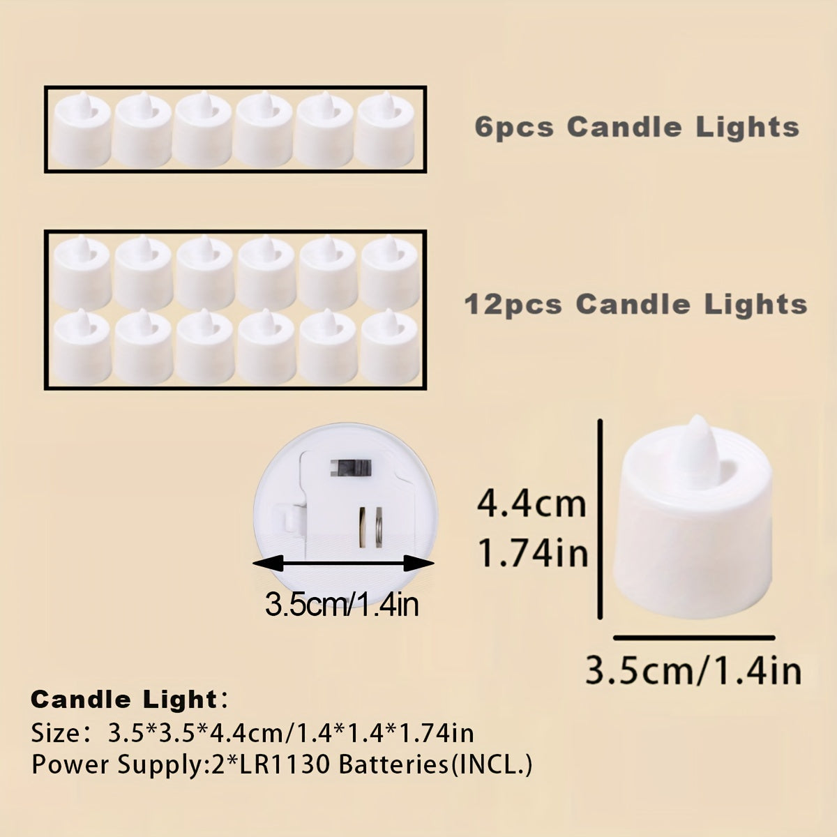 Set of 6 or 12 LED Electronic Candles for Weddings Home Decor Table Centerpieces White Warm White