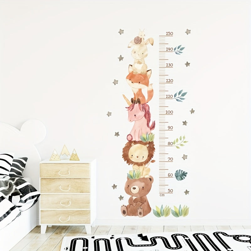 Cartoon Animal Height Measurement Wall Decals for Kids Room Decor