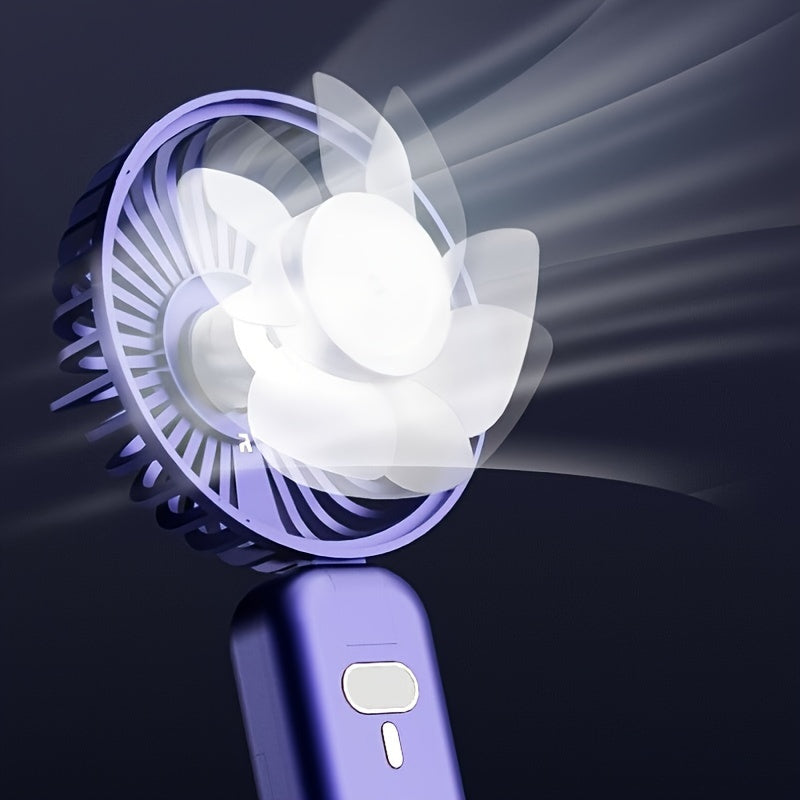 Portable Handheld Fan with 5-Speed Turbo Tilt, USB Rechargeable, Compact for Travel and Office