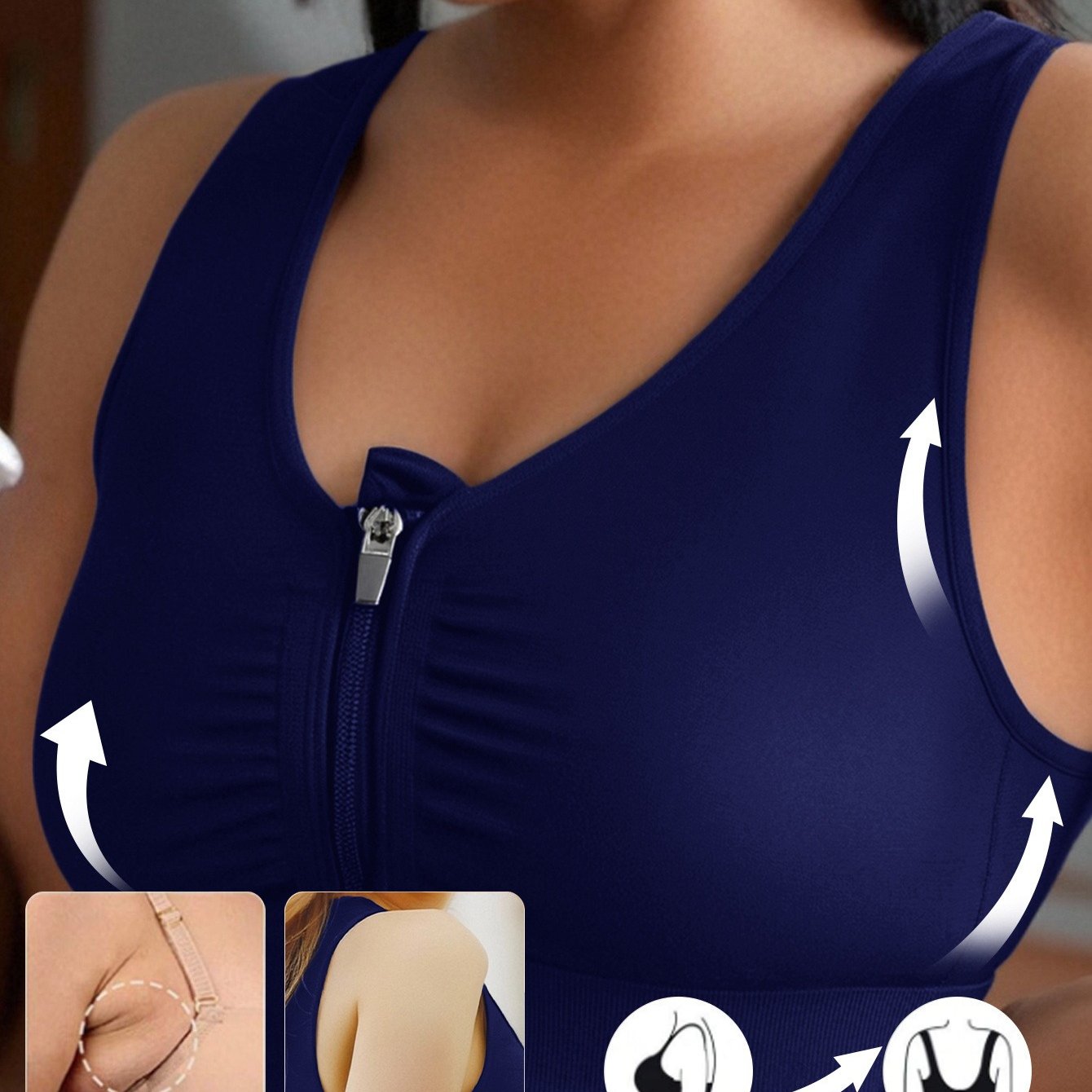 Plus Size Seamless Sports Bra Breathable Comfortable Supportive Adjustable Zipper