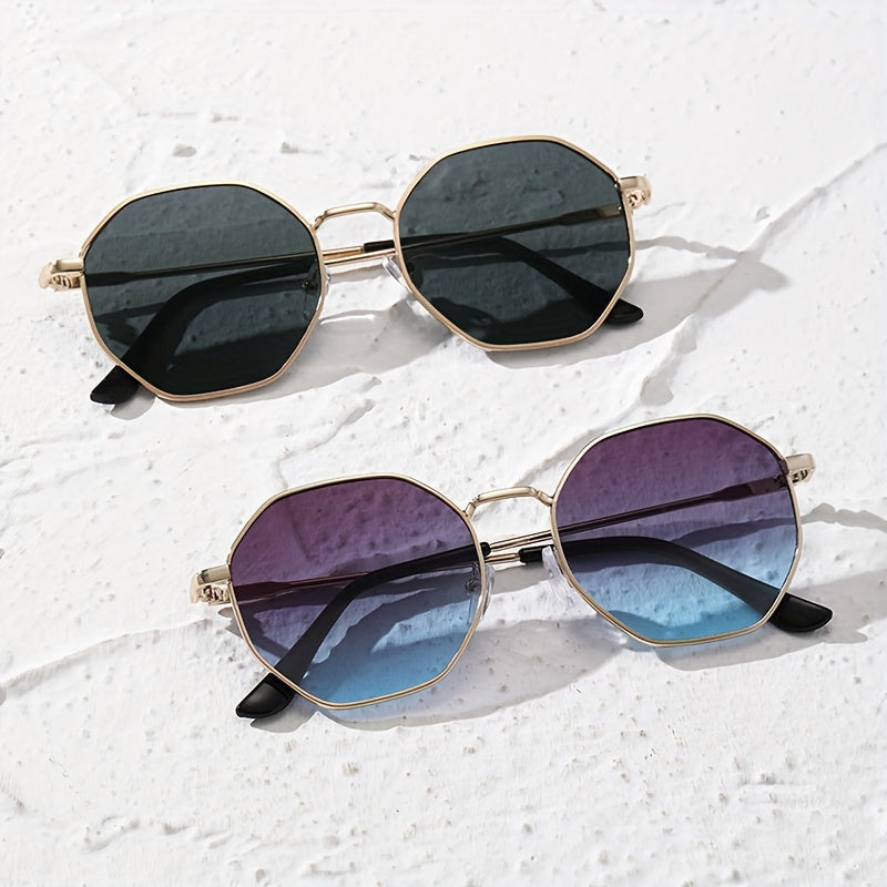 Ayollar va erkaklar uchun polygonal metall shisha to'plami, kundalik gradient dizayni, plyaj partiyasi aksessuarlari