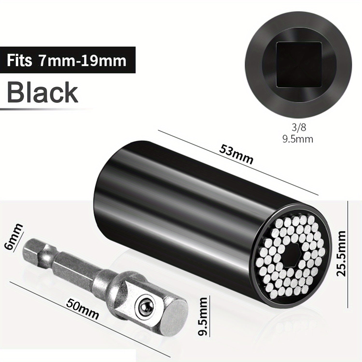 Universal Socket Wrench Set 7-19mm with Impact Sockets Adapter for Power Drill
