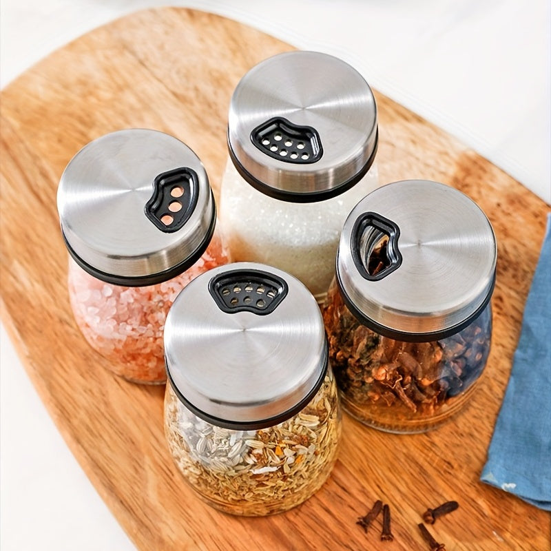 Glass Seasoning Jars for Salt Pepper and MSG Shakers Kitchen Storage Set