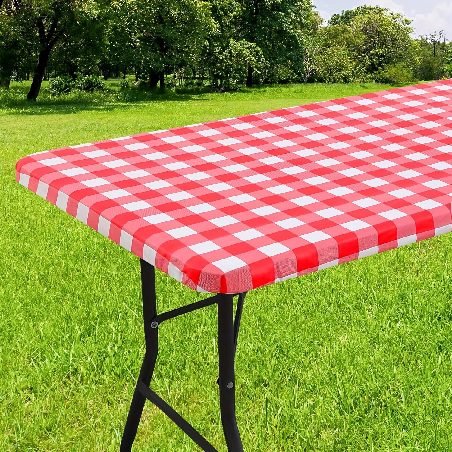 Vinyl Table Cover Waterproof with Flannel Backing Gray White Geometric Pattern Indoor Outdoor