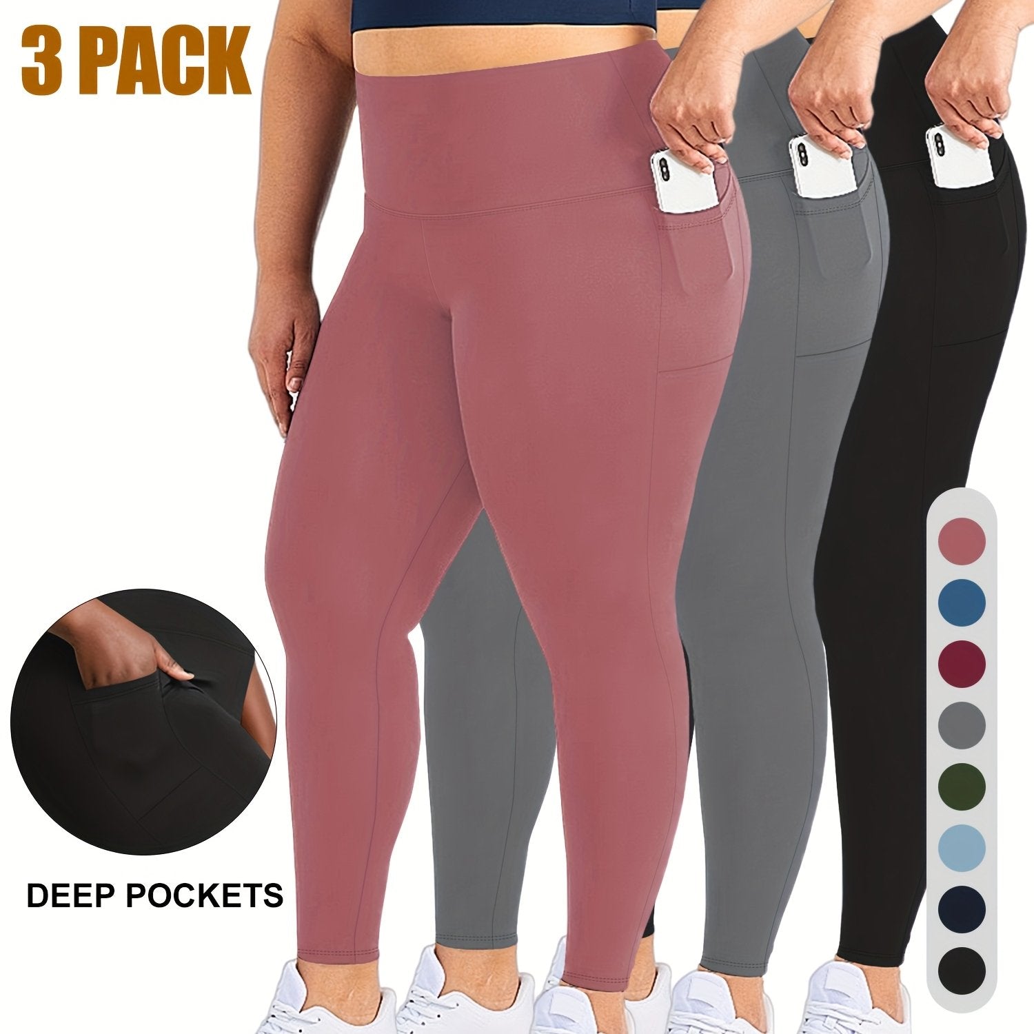 Plus Size Women’s Leggings High Waist Tummy Control Soft Yoga Pants for Workout