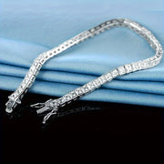 Ayollar uchun Sterling Silver Moissanite kvadrat kesim tennis taqinchoq, zamonaviy zargarlik buyumlari