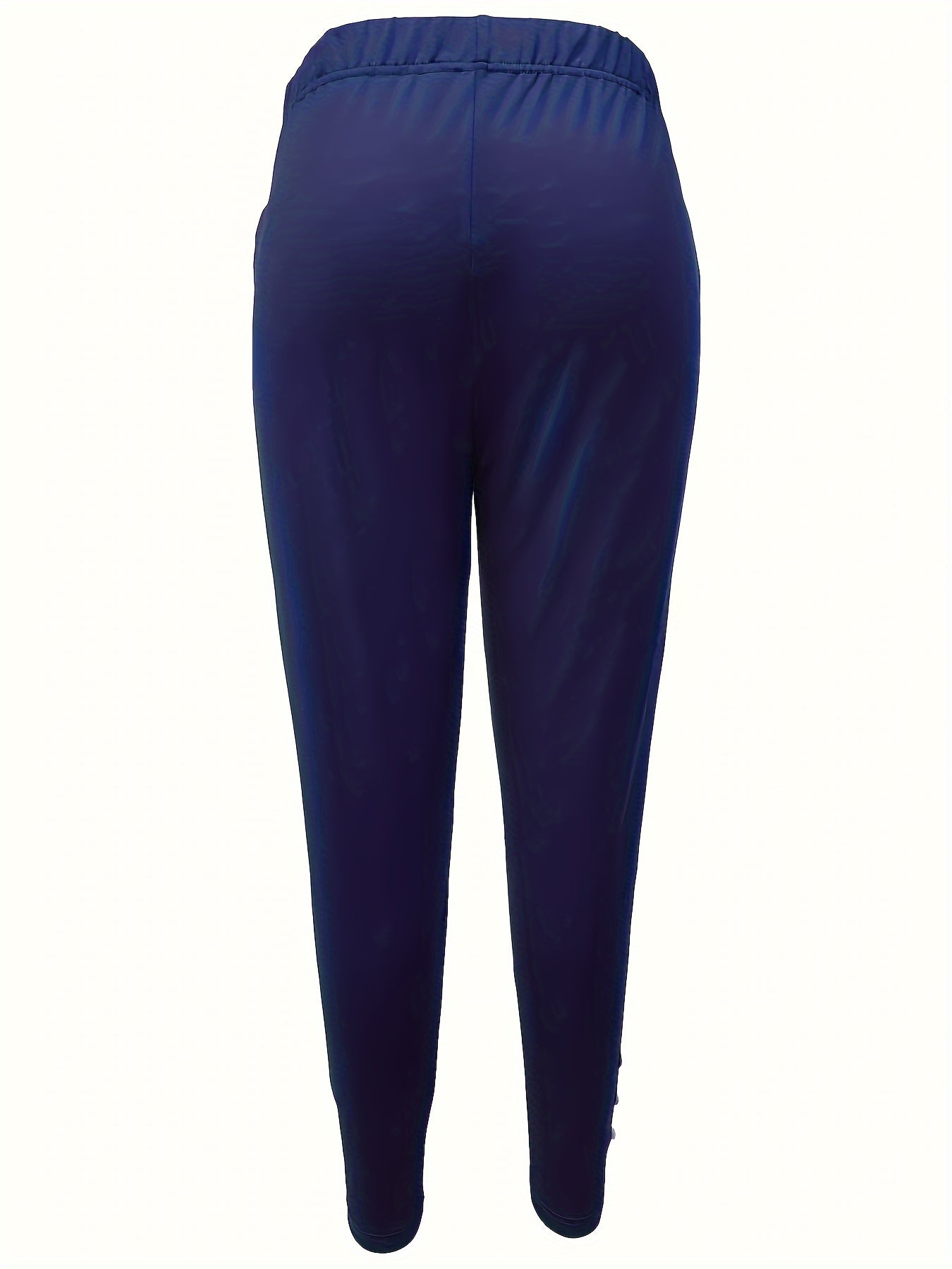 Plus Size Women's Skinny Leggings With Button Decor Casual Stretchy Pants
