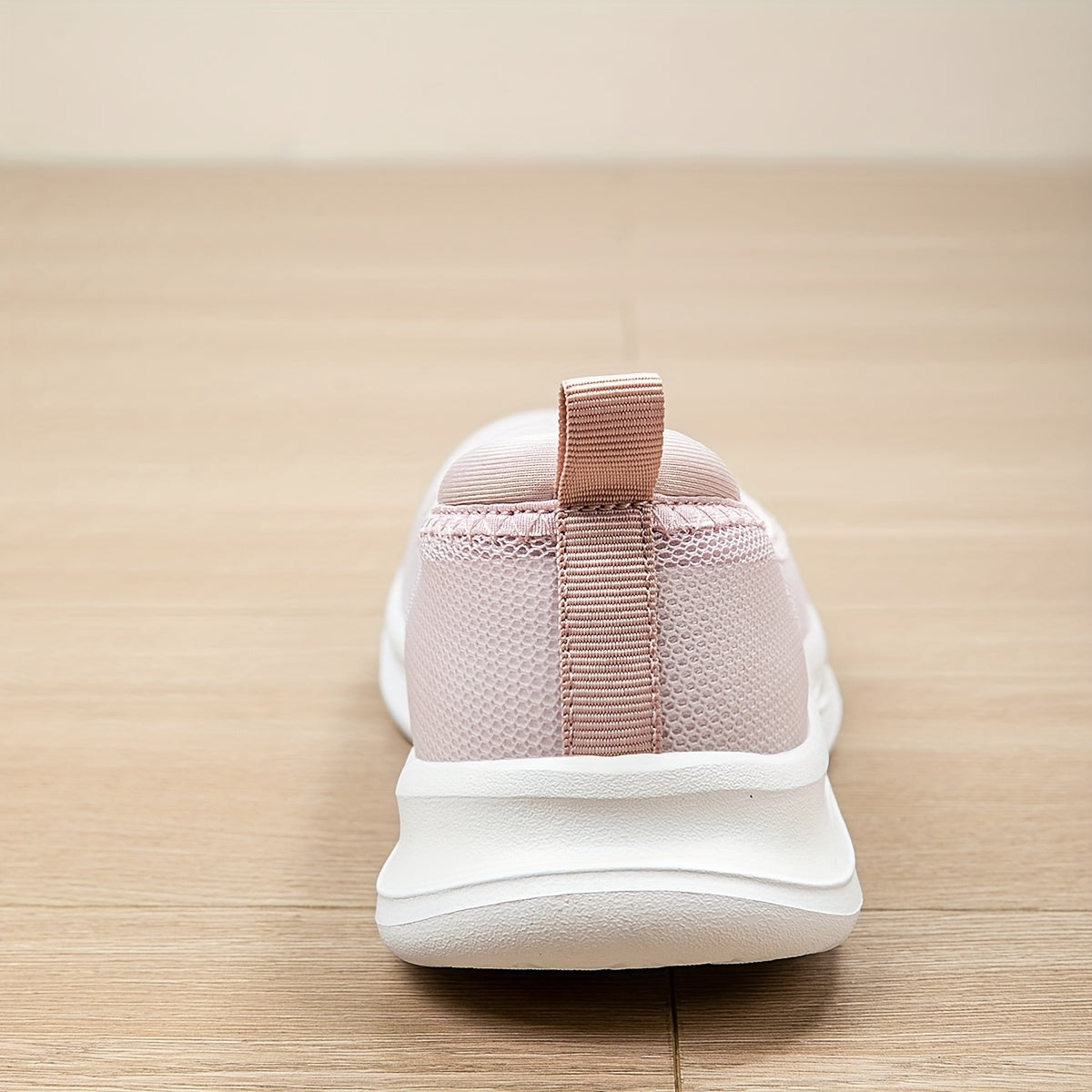 Women's Slip-On Loafers Breathable Mesh Casual Shoes Light Pink White