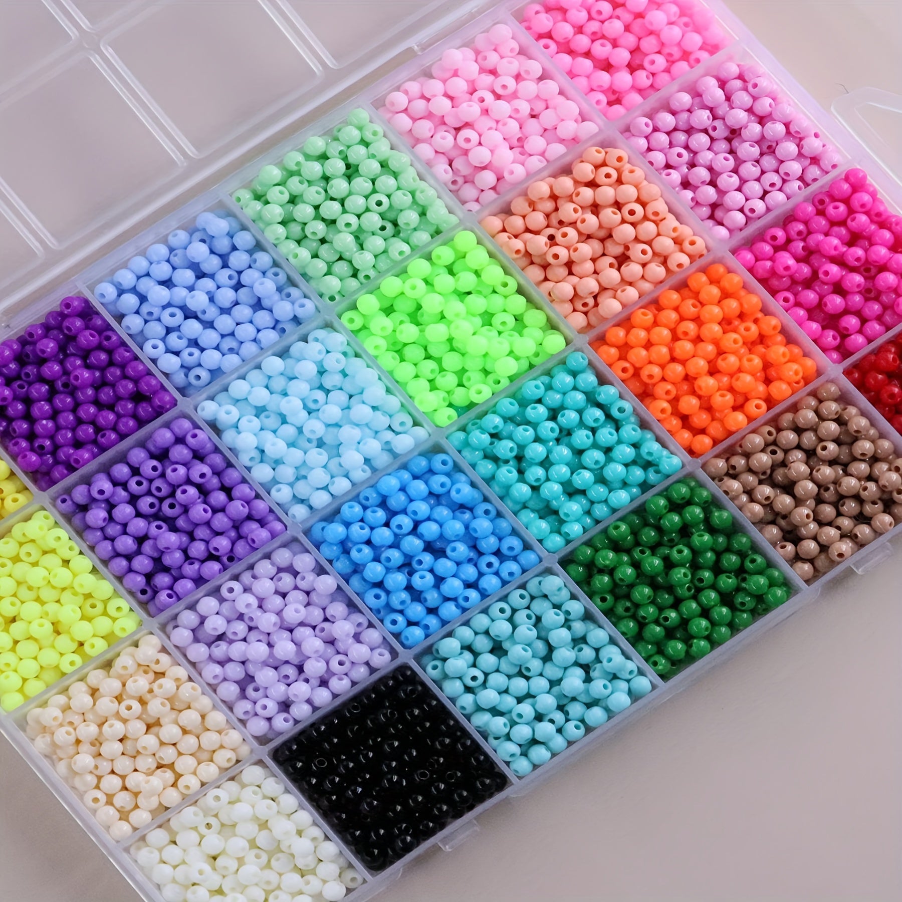 8,000 Pieces 4mm Acrylic Round Beads in 24 Colors for Jewelry Making