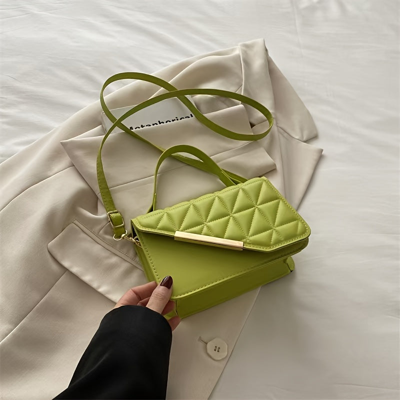 Women's Quilted Crossbody Bag with Removable Strap Water-Resistant PU Leather Black White