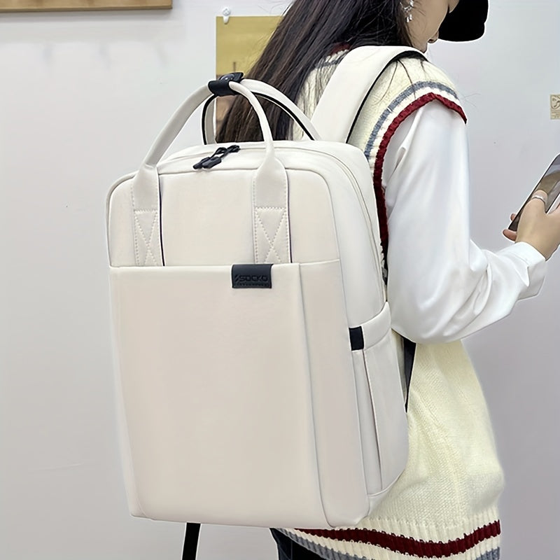 Water-Resistant Pink Polyester Laptop Backpack for Men and Women 39.62cm Shockproof School Bag
