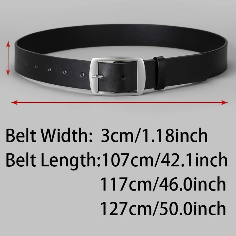 Unisex Leather Belt with Metal Pin Buckle for Jeans Plus Size