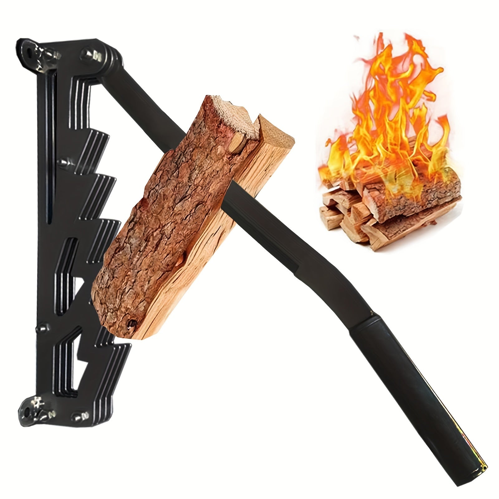 Wall-Mounted Kindling Splitter with Removable Steel Blade for Indoor Outdoor Use