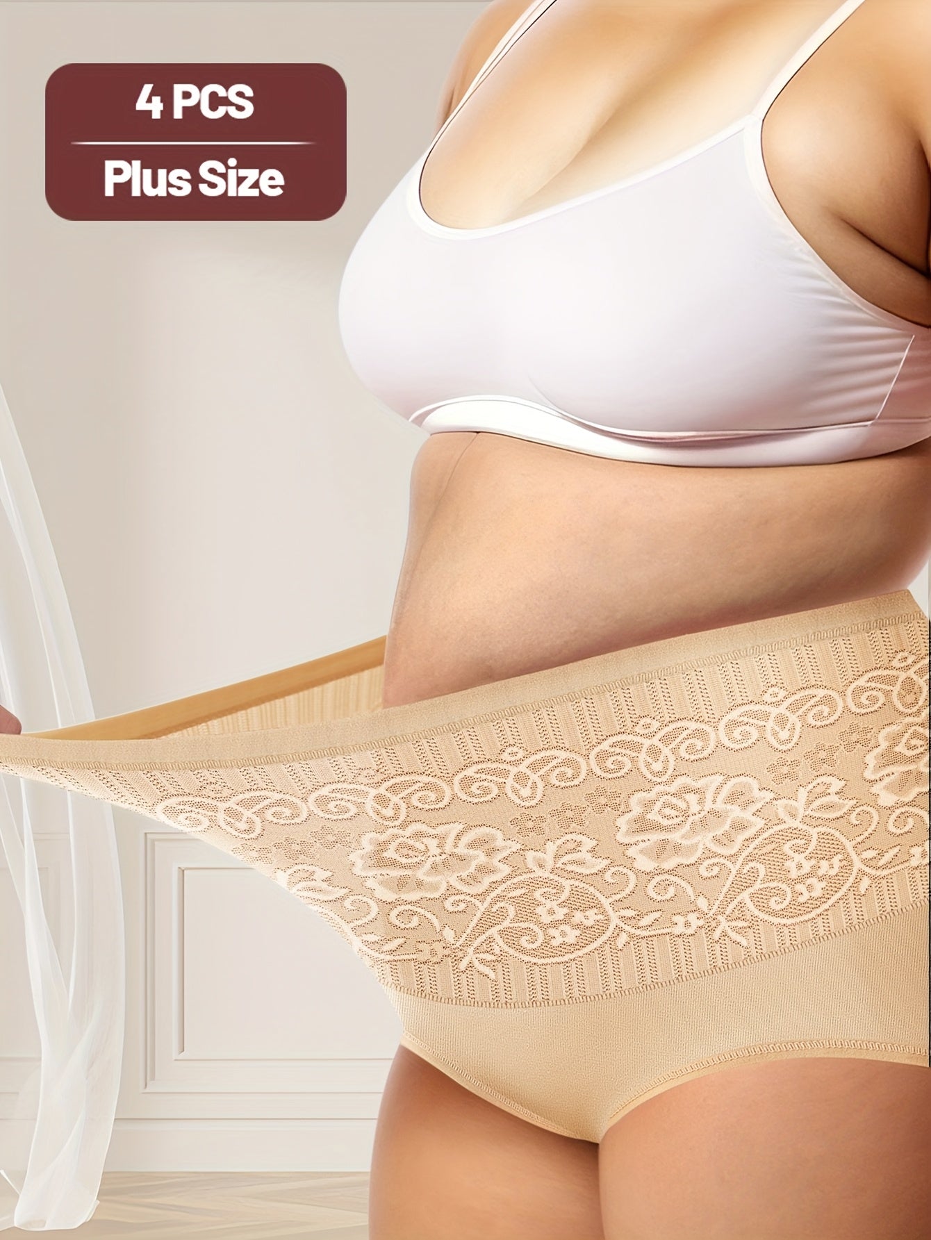 4 dona yuqori belli qorin nazorati shapewear ichki kiyimlar ayollar uchun, qomatni chiroyli qilish va tizzalarni ko'tarish