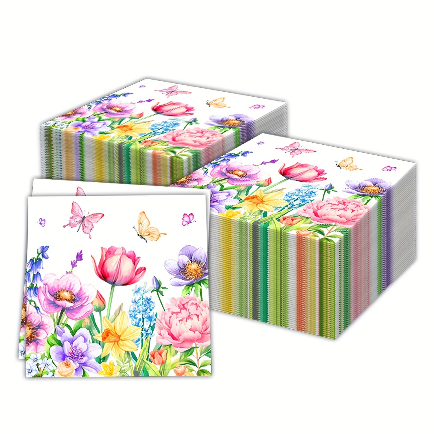 20-Pack Vintage Floral Herb Paper Napkins 33cm Multifold 2-Ply for Parties Weddings and Holidays
