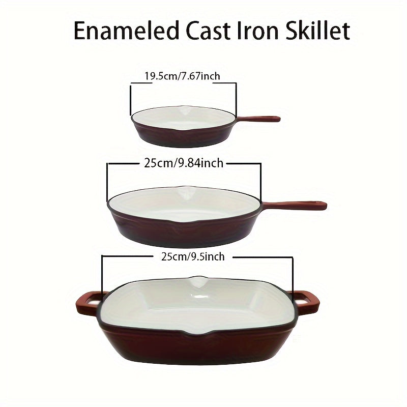 Набор из 2 эмалированных чугунных сковородок диаметром 25,4 см и 20,32 см, безопасных для посудомоечной машины